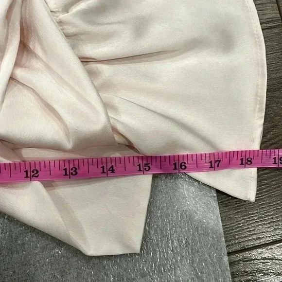 [S] BANANA REPUBLIC Dillon Shirt Pink Button Front Blouse  L/S bell tie sleeves - Picture 7 of 8